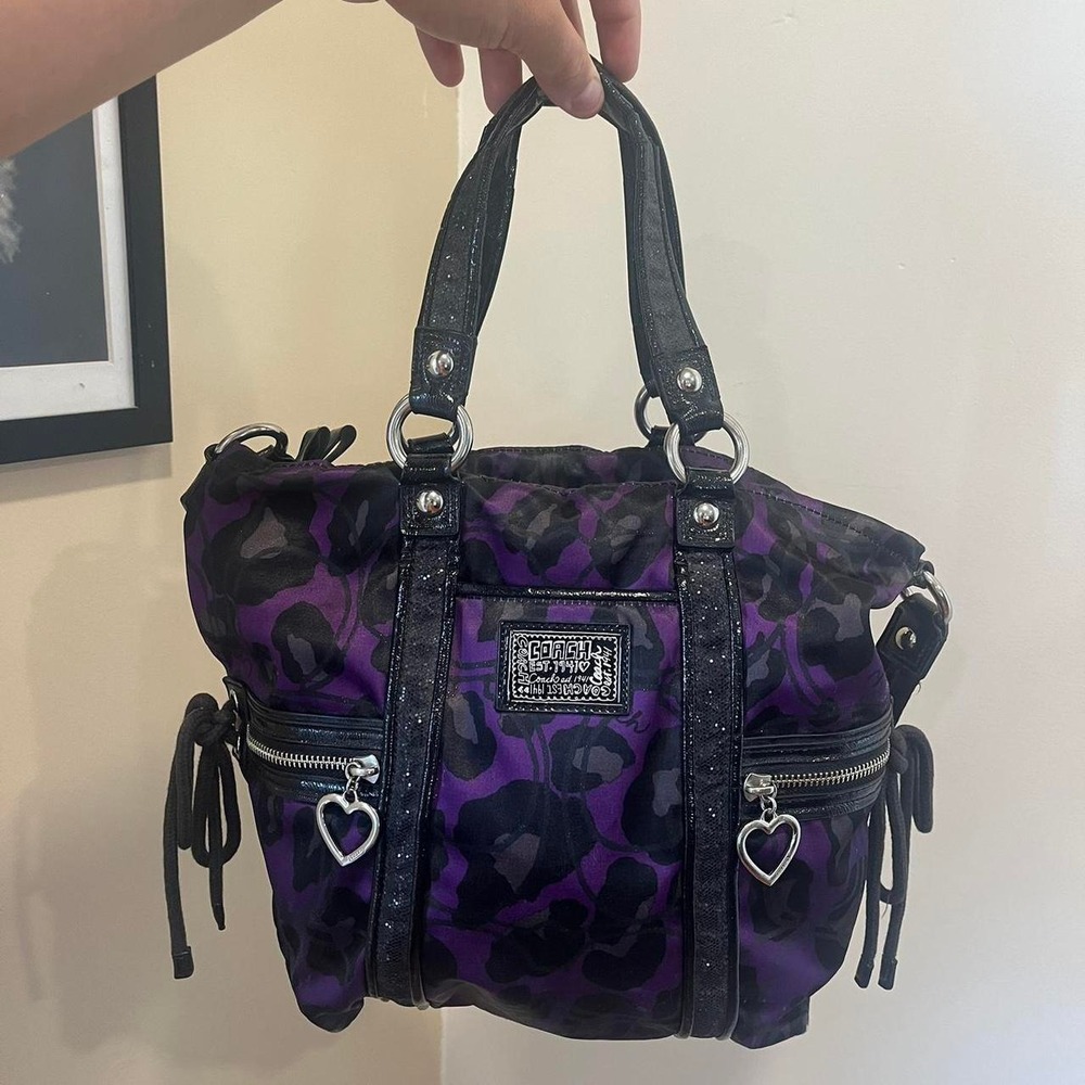y2k 2000s Coach Poppy Ocelot Print Tote shoulder bag / handbag